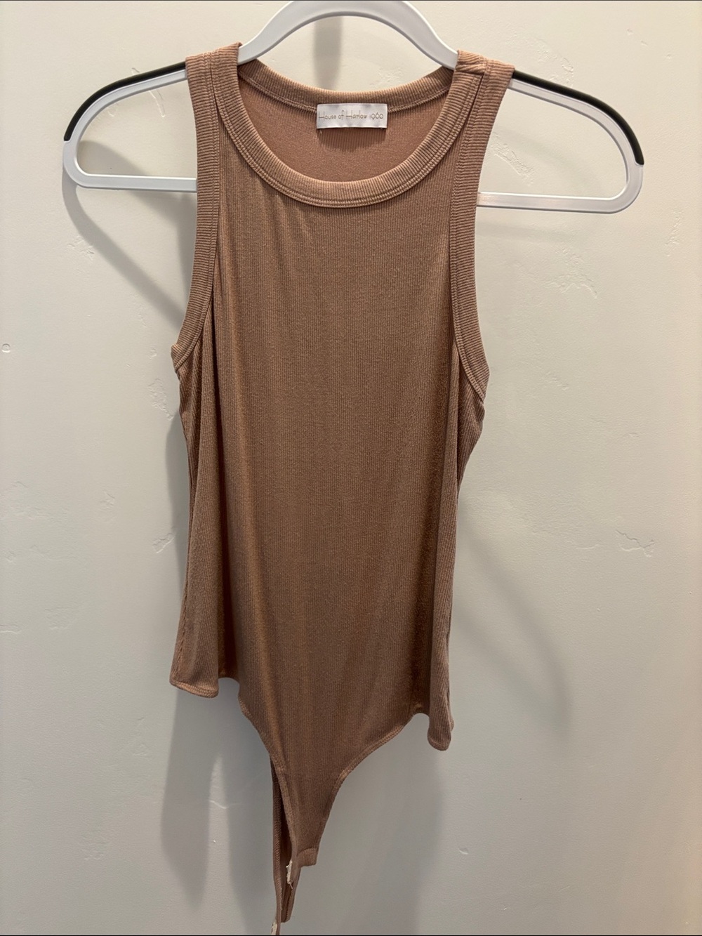 House of Harlow 1960 Ribbed Tan Tank Bodysuit